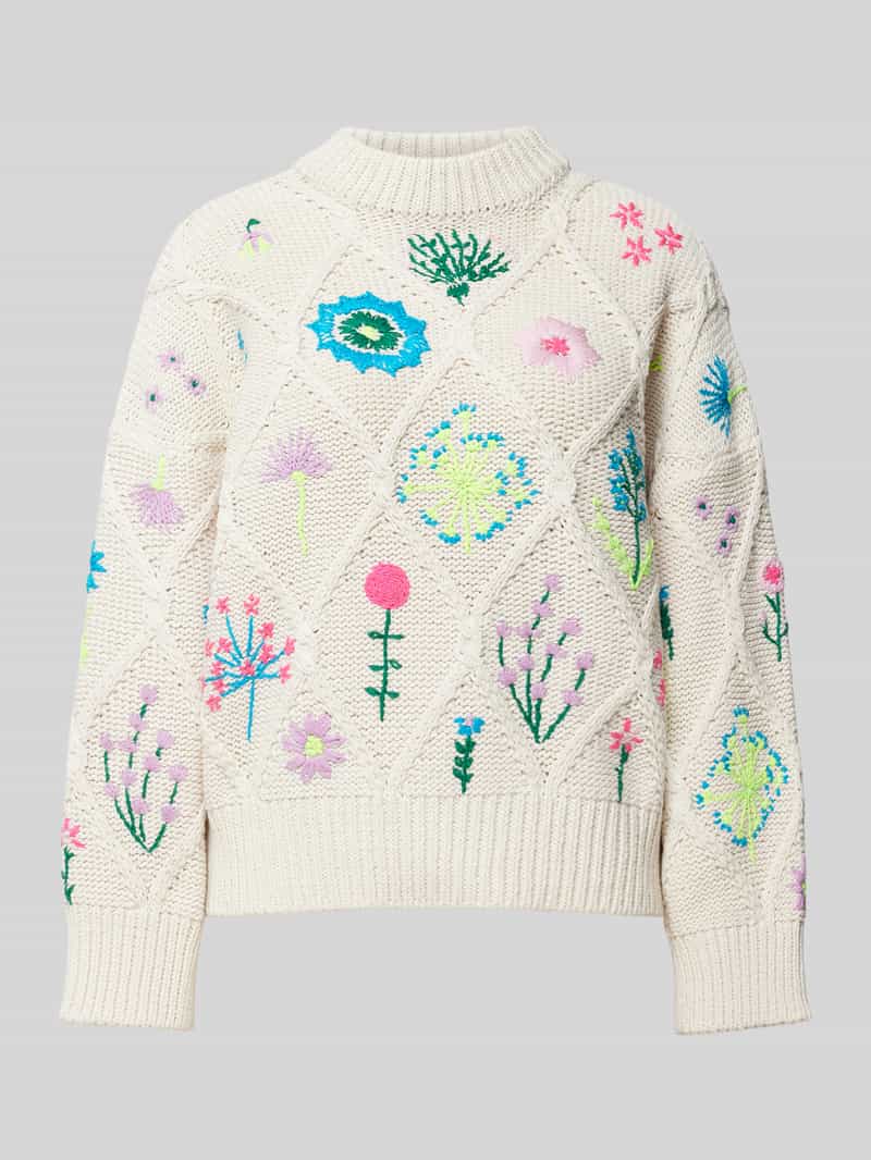 Essentiel Antwerp Gebreide pullover met bloemenborduursel model 'Hadream'
