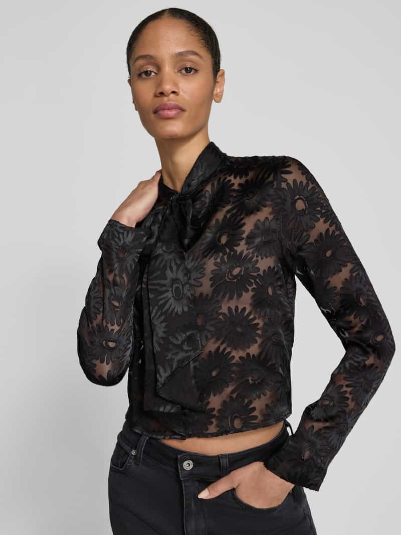 HUGO Regular fit strikblouse met semi-transparant design