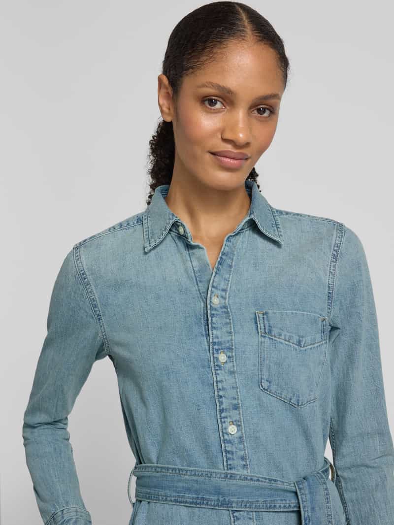 Lauren Ralph Lauren Knielange jeansjurk met strikceintuur model 'JAMEIKA'