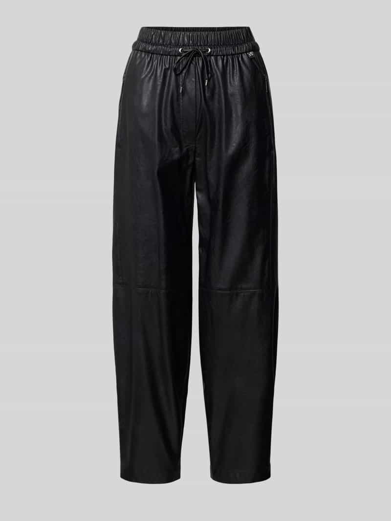 Marc Cain Straight leg stoffen broek in leerlook