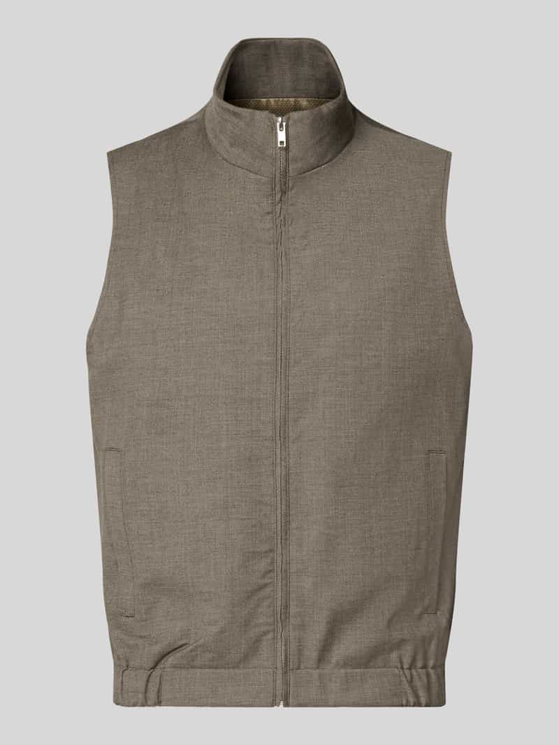 Roy Robson Gilet van een mix van scheerwol en viscose met opstaande kraag
