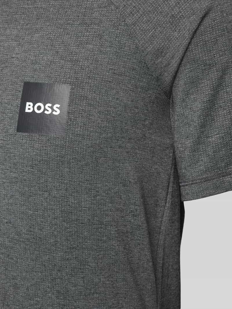 Boss T-shirt met labelprint en ronde hals