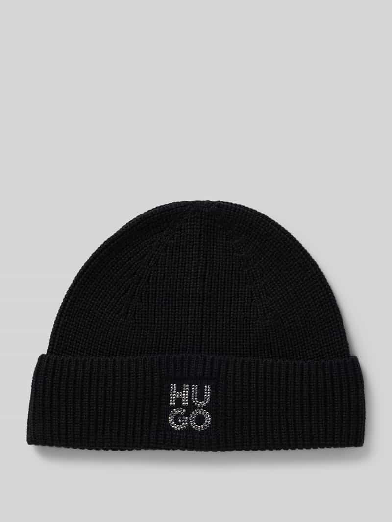 HUGO Muts van wolmix met strass-steentjes als detail model 'SILLO'