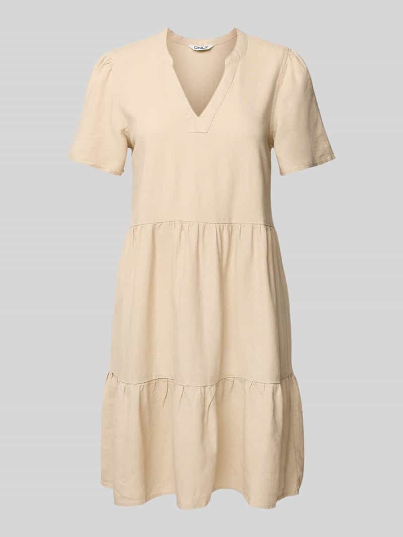 Only Comfort fit vrijetijdsjurk van mix van viscose en linnen model 'TIRI-CARO'