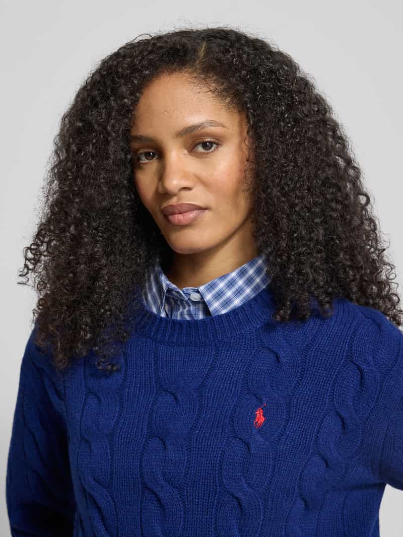 Polo Ralph Lauren Gebreide pullover met kabelpatroon en ronde hals