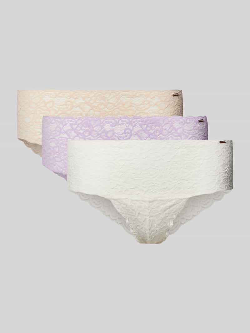 Slip van kant in comfortabel design in een set van 3 stuks, model 'LANA'