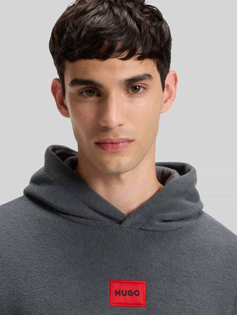 HUGO Relaxed fit hoodie met viscose