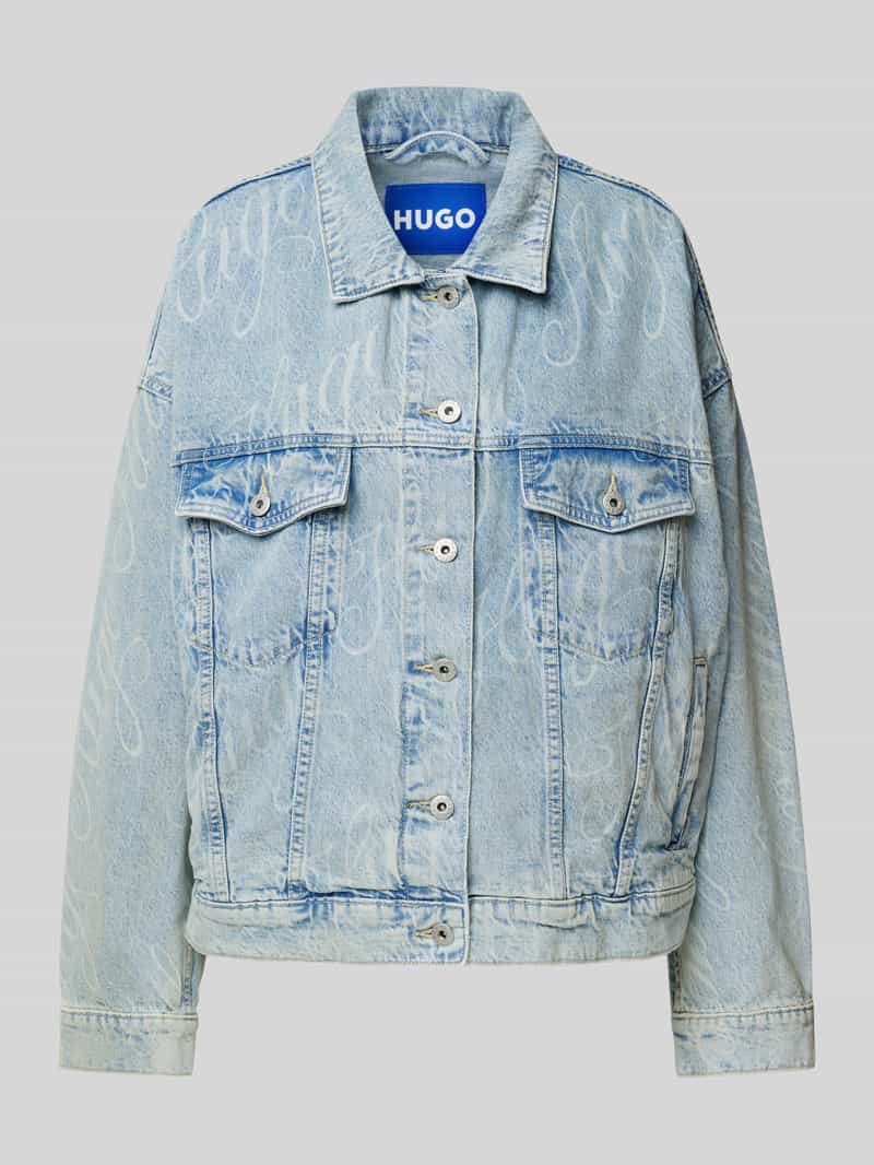 Hugo Blue Jeansjack met paspelzakken op de borst model 'Lou'