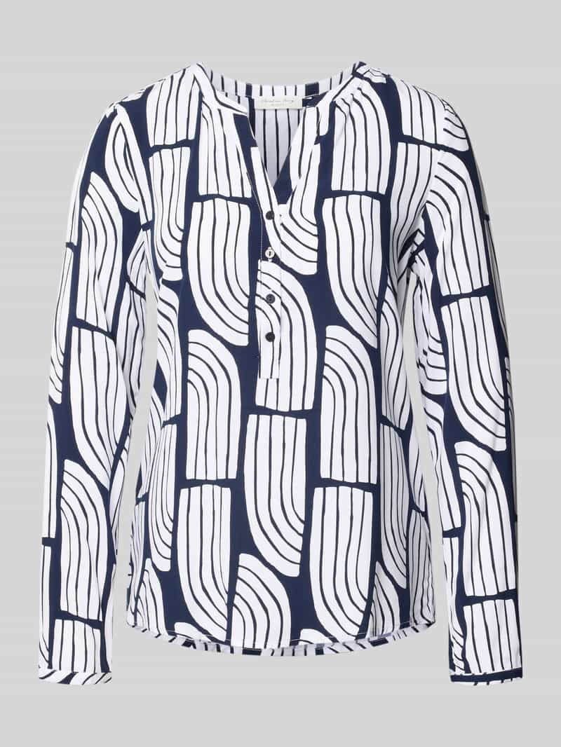 Schlupfblouse met golvenprint van viscose