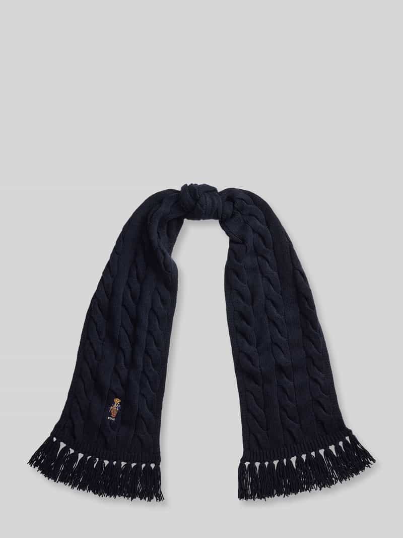 sjaal van wolmix met polo bear-print motief