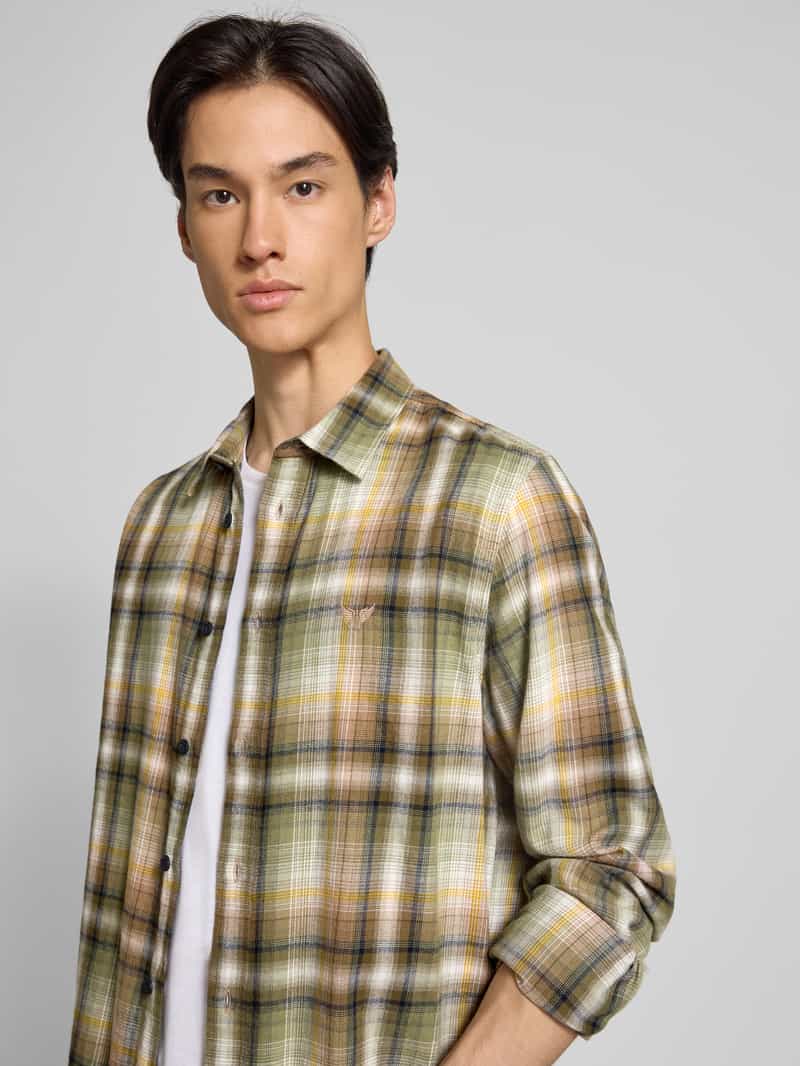PME Legend Regular fit vrijetijdsoverhemd met kentkraag en labelstitching