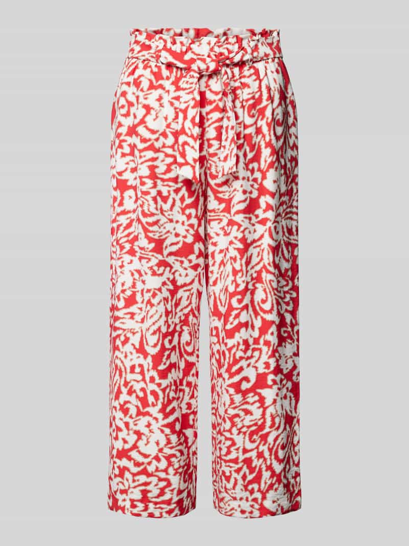 comma Wide leg stoffen broek met strikceintuur