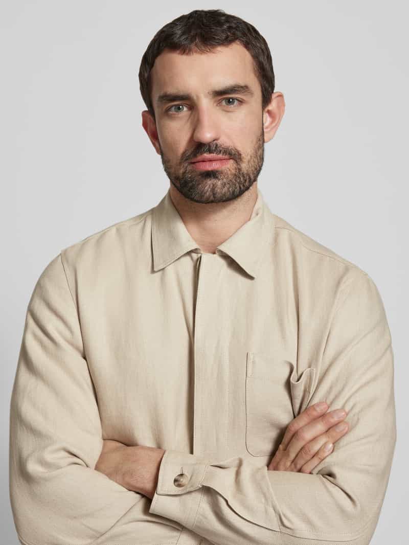 Marc O'Polo Regular fit overhemdjack van een mix van linnen en viscose