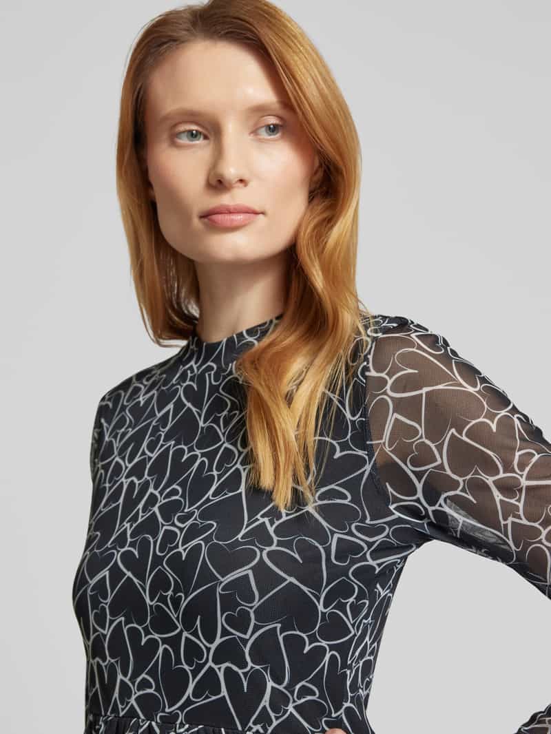 Tom Tailor Denim Uitlopende mini-jurk met all-over motief