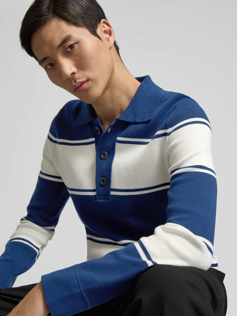 Marc O'Polo Regular fit rugbyshirt van zuiver katoen in een licht Milano-tricot