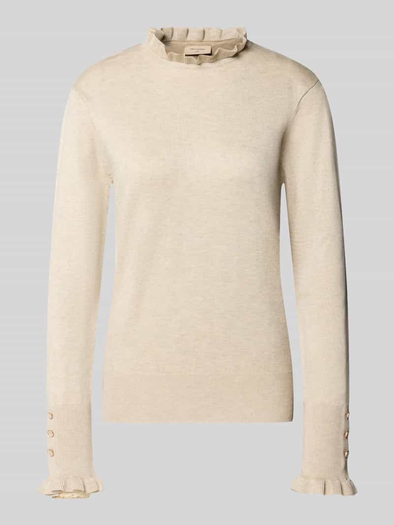 Gebreide pullover met opstaande kraag en ruches model 'Katie'