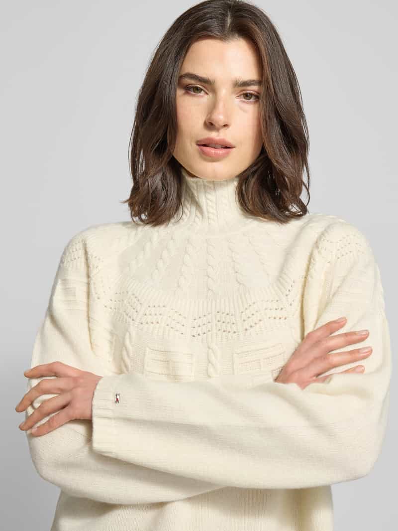 Tommy Hilfiger Relaxed fit coltrui van zuivere wol