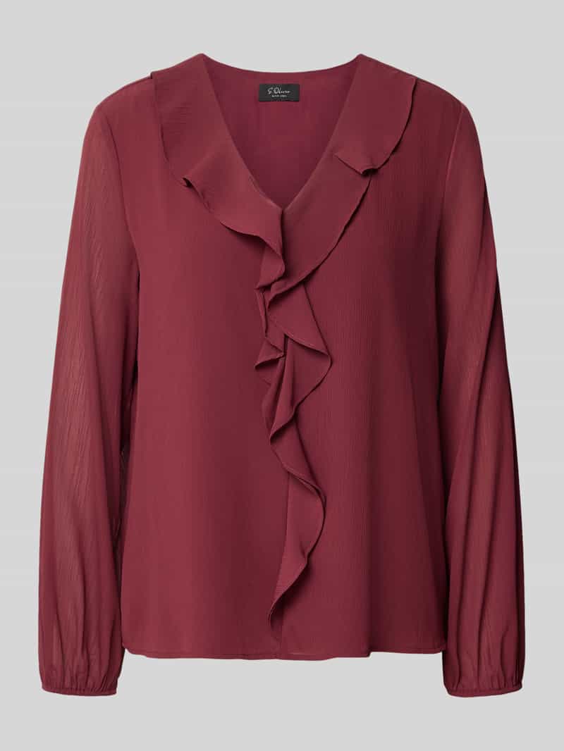 s.Oliver - female - Blouse van gekreukelde chiffon met volants