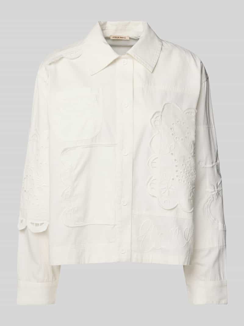Stella Nova Relaxed fit blouse met broderie anglaise model 'Elements'