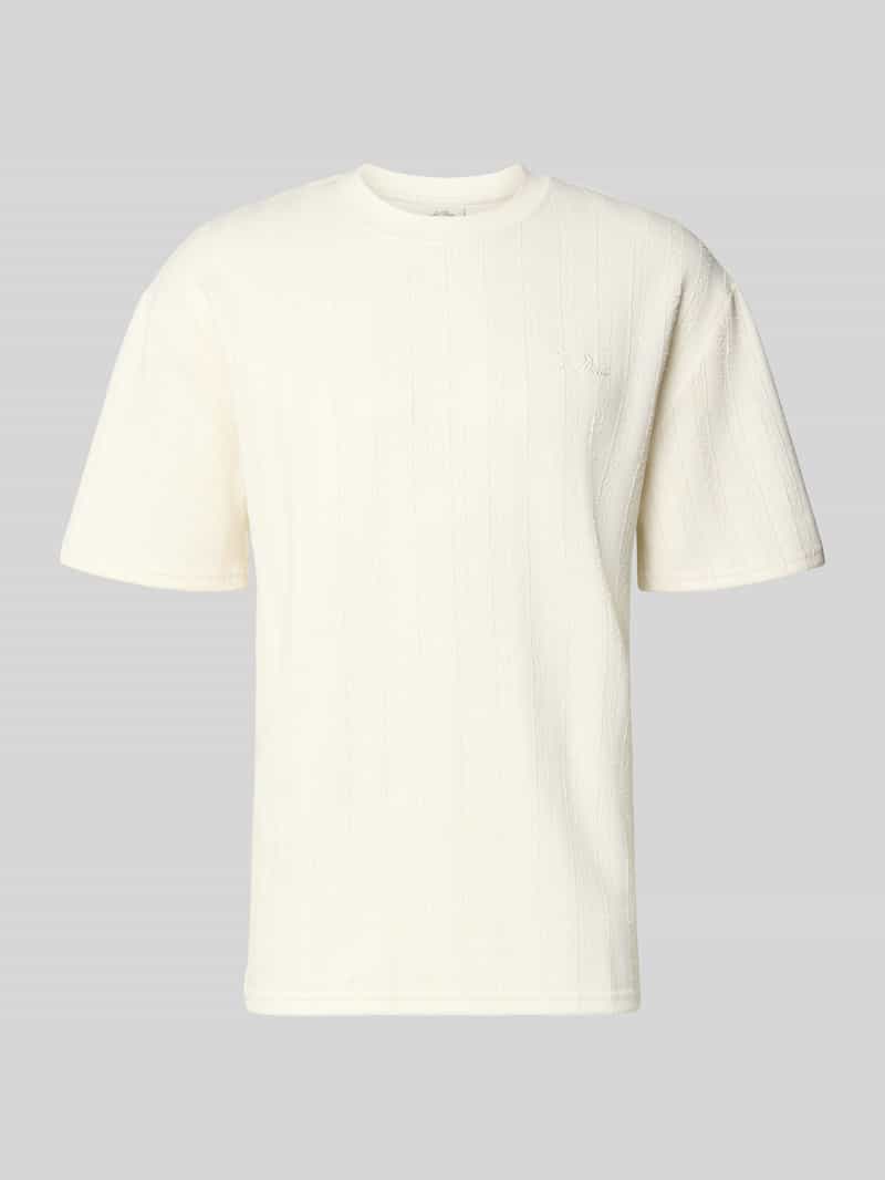 Les Deux T-Shirt mit Strukturmuster und Rundhalsausschnitt in Offwhite, Größe S 2115457S