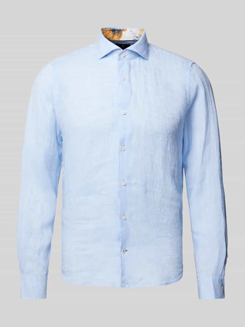 JOOP! Collection Slim fit zakelijk overhemd van linnen met haaikraag model 'Pai'