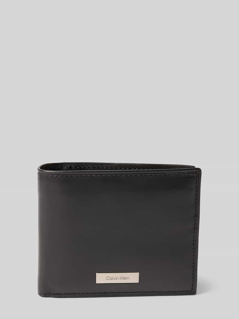 CK Calvin Klein Portemonnee met labelapplicatie model 'PLAQUE BILLFOLD'