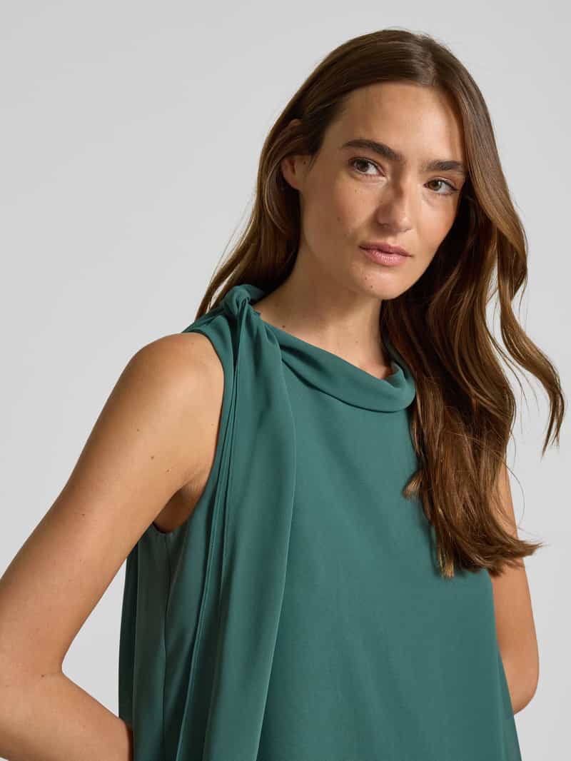 Vera Mont Knielange cocktailjurk met opstaande kraag en strik