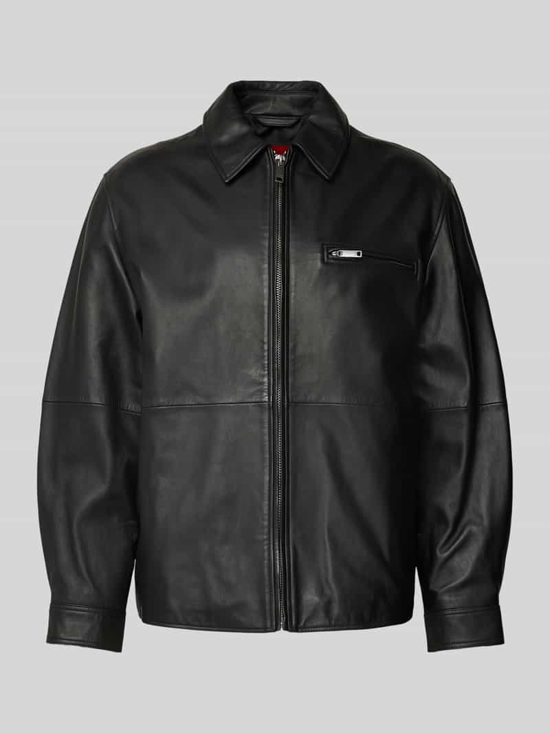 HUGO Leren jack met borstzak model 'Larkot'