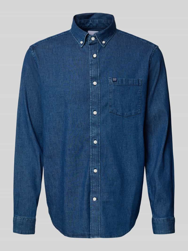 regular fit denimshirt met button-downkraag