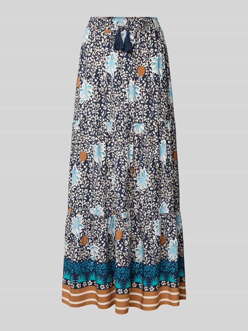 MORE & MORE Maxirok van viscose in laagjeslook