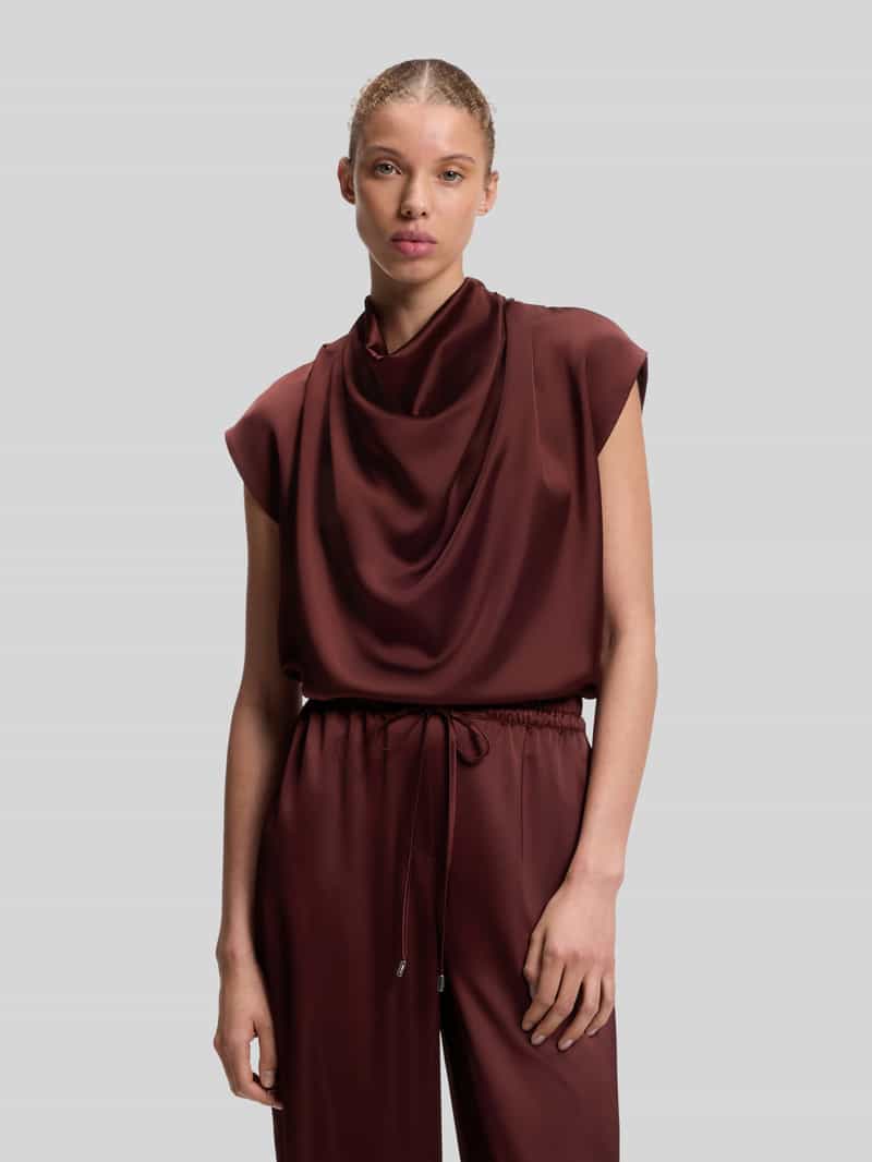 HUGO Regular Fit blouse met korte mouwen met cascadekraag model 'Casmena-1'