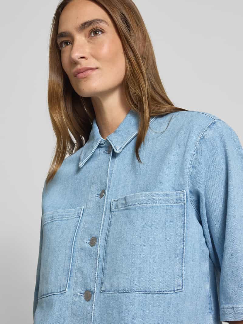 Selected Femme Cropped fit jeansoverhemd van katoenmix model 'ANYA'