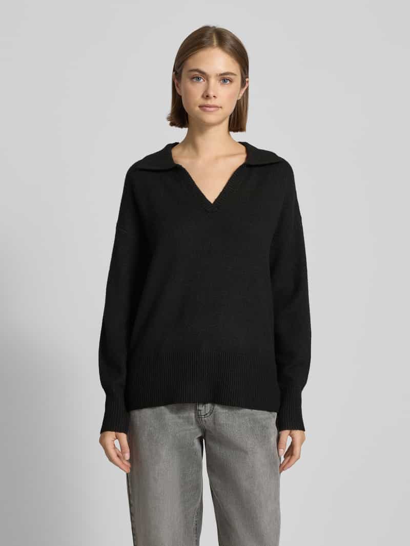 Pieces Regular fit gebreide pullover met wol model 'MALOU' zwart, foto 3
