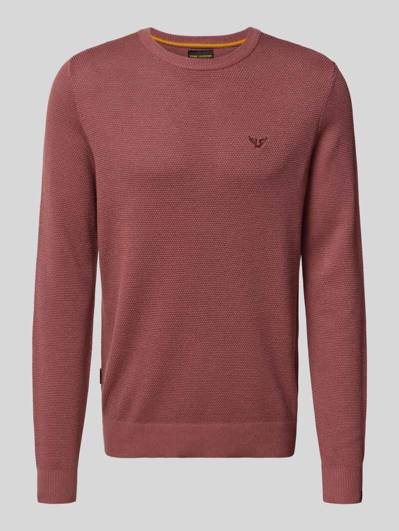 PME Legend Gebreide pullover met ronde hals en labelstitching