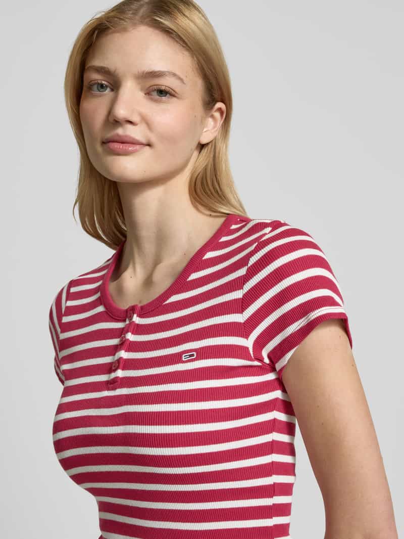 Tommy Jeans T-shirt met korte knoopsluiting