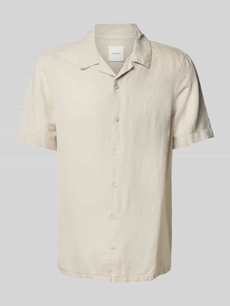 CK Calvin Klein Regular fit linnen overhemd met reverskraag