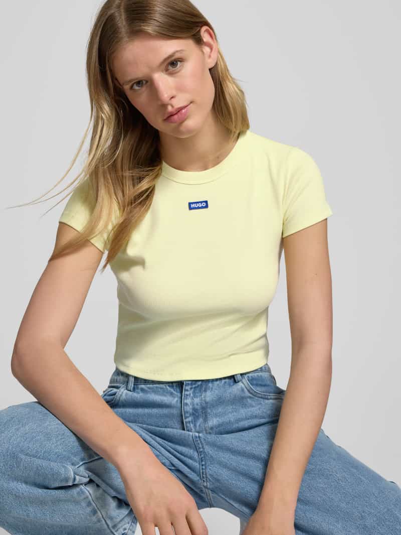Hugo Blue Kort T-shirt met labelstitching