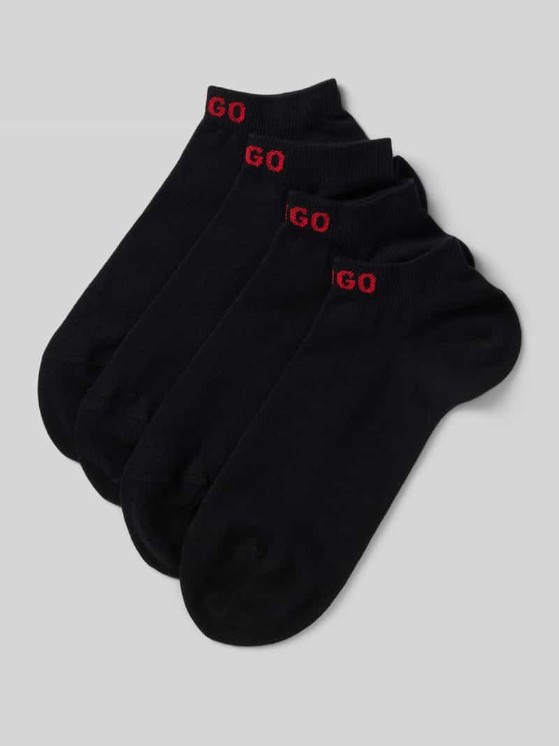 HUGO Sneakersokken met logostitching in een set van 4 paar