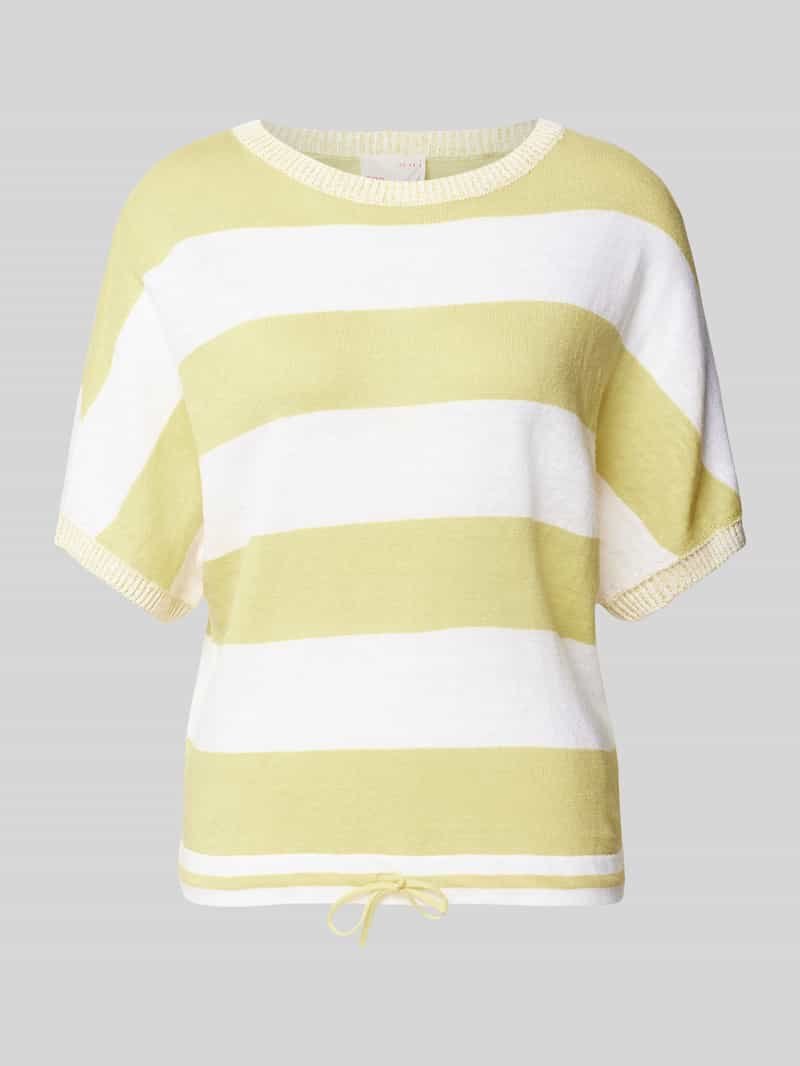 Oui Gebreid linnen shirt met tunnelkoord