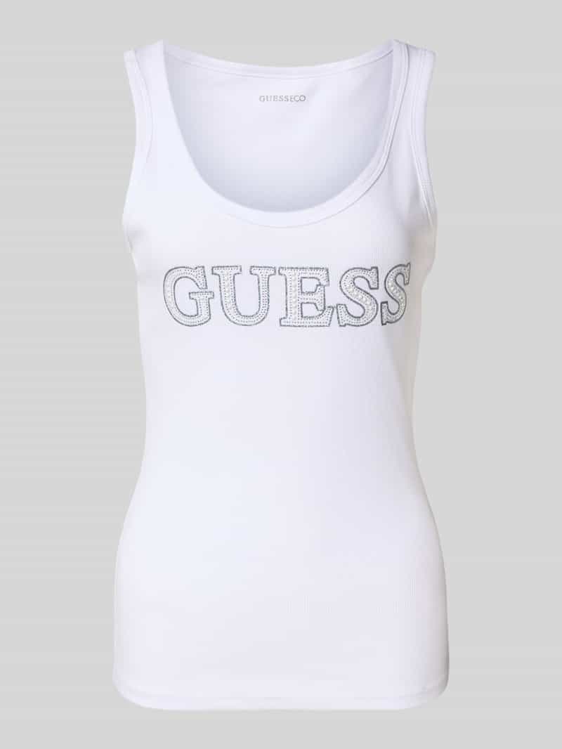 Guess Tanktop met logo en siersteentjes