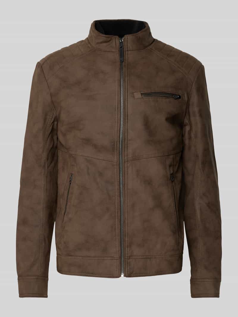 Tom Tailor Regular fit jack in leerlook van pure viscose.met doorgestikte schouderpas