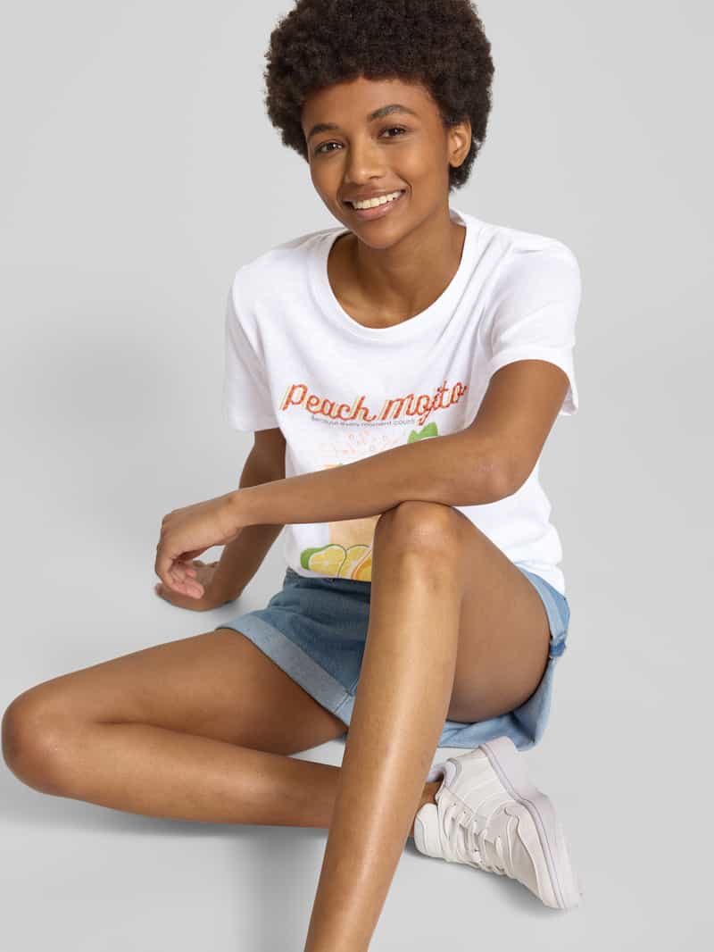 Pepe Jeans T-shirt met motief- en statementprint model 'VIOLA'