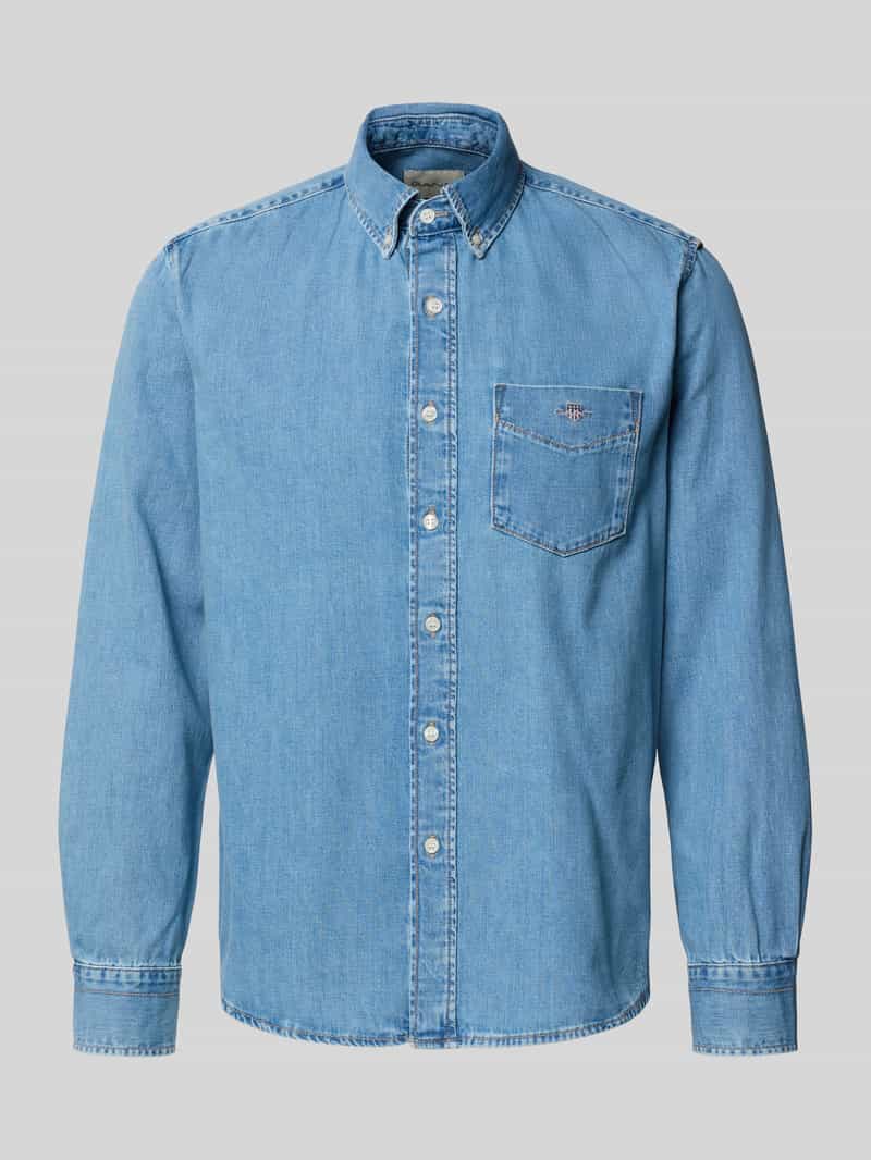 Gant Regular fit jeansoverhemd met borstzak
