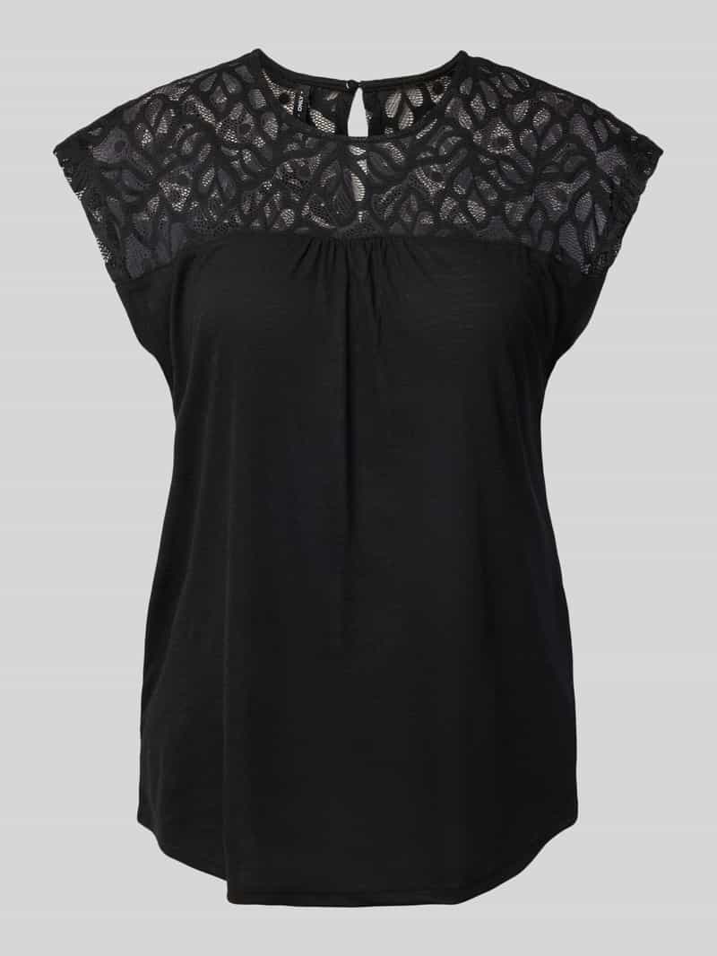 Only Regular fit top met kanten detail model 'SINDY'