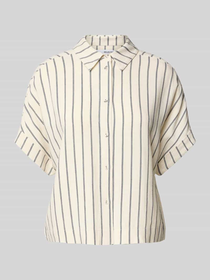 Selected Femme Korte blouse van een mix van viscose en linnen model 'VIVA'