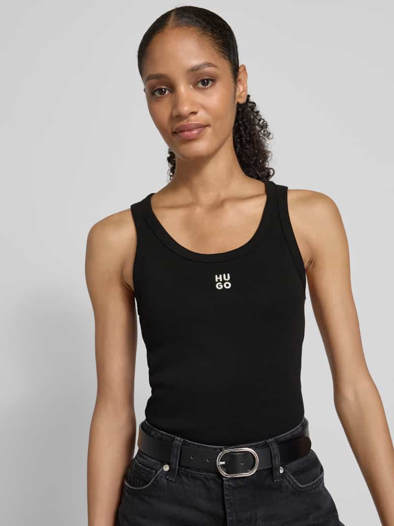 HUGO Tanktop met labelstitching model 'Datamia'