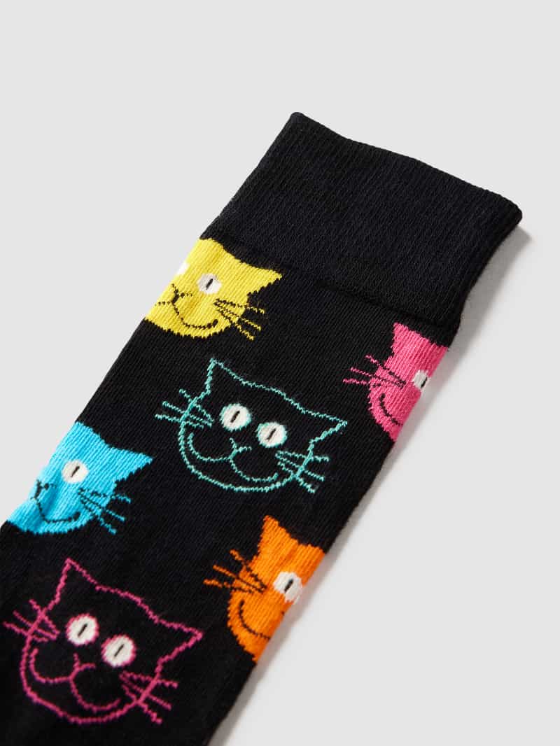 Happy Socks Sokken met all-over motief model 'Cat'