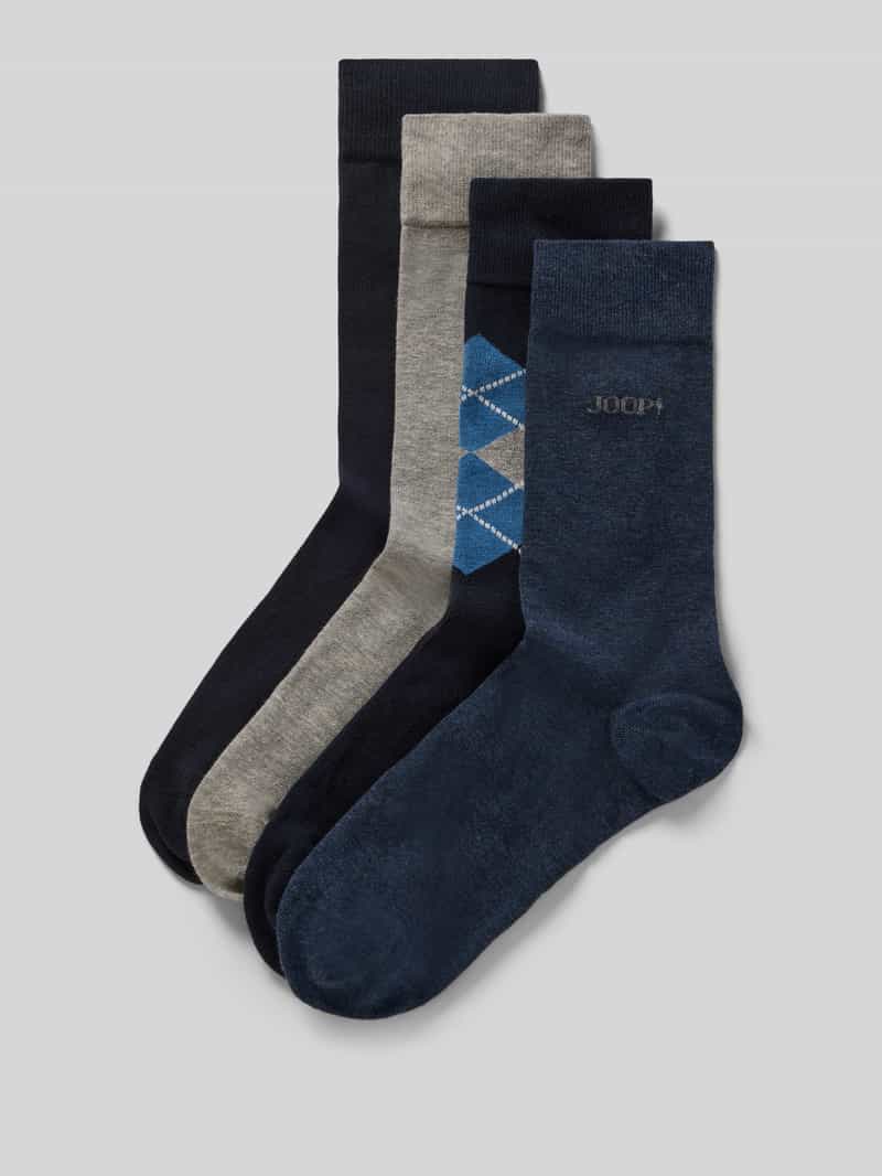 JOOP! Collection Regular fit sokken van wolmix in een set van 4 paar model 'Essentials'