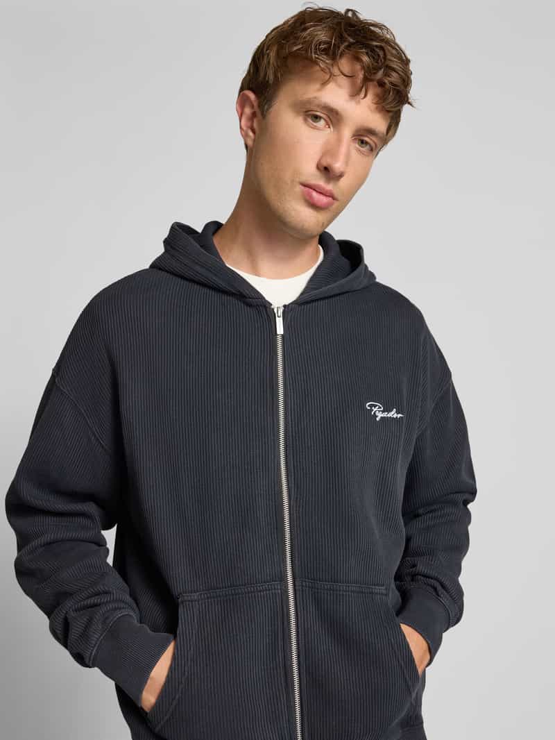 Pegador Oversized sweatjack met logostitching en capuchon