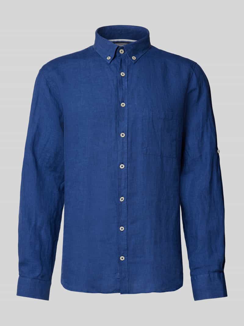 BRAX Modern fit linnen overhemd met borstzak model 'Dirk'
